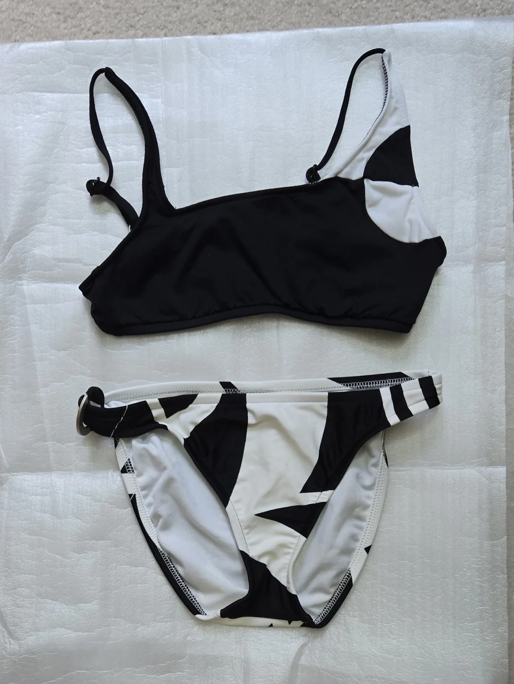 bebe Black and White Two-Piece Bikini Set